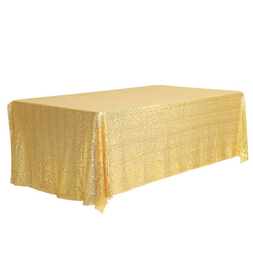 1pc Rectangle Tablecloths Sequin Table Covers for Party 47x83inch Gold